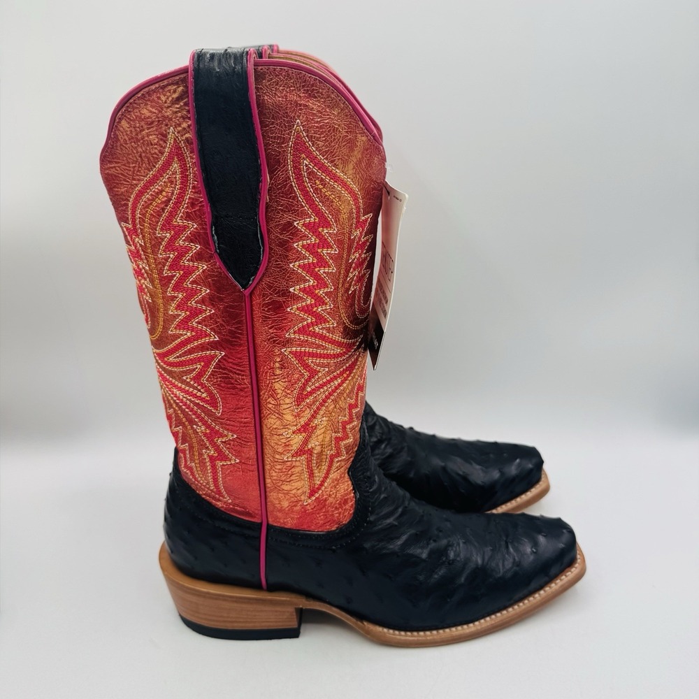 Ariat Futurity Revival Full Quill Ostrich Boots Women's Size 9 B Black Metallic - Picture 16 of 16